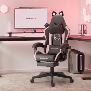 Dowinx Gaming Chair – Cute Cat Ears Design with Massage Lumbar Support